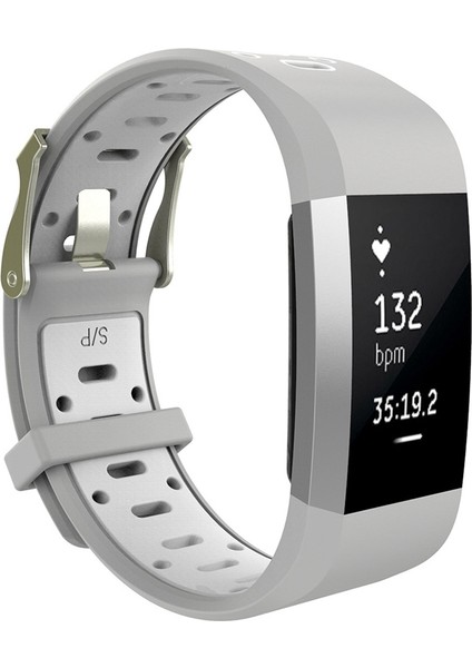 Fitbit Charge 2 Için Iki Tonlu Yuvarlak Delikli Silikon Saat Bandı Tokalı Gri + Beyaz (Yurt Dışından) modelleri