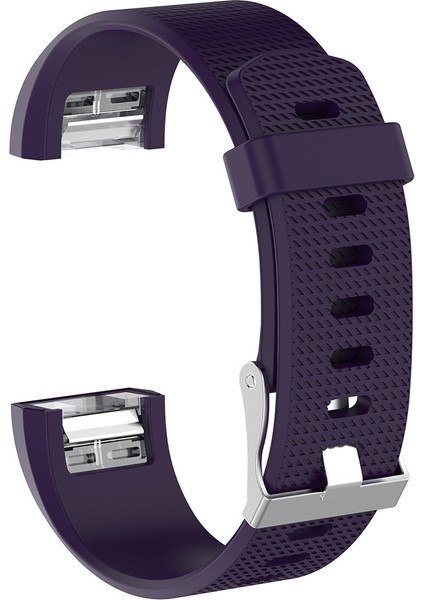Fitbit Charge 2 Için Tokalı Ortak Doku Silikon Saat Bandı, Boyut: L Koyu Mor (Yurt Dışından)