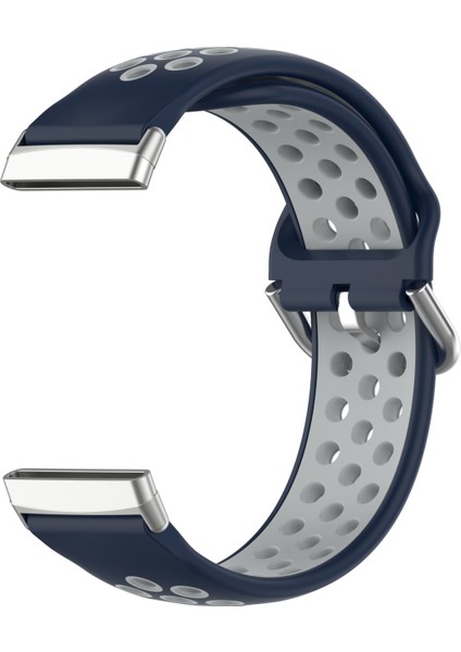 Fit Versa 4 Için Iki Renkli Silikon Saat Bandı Fitbit Versa 4 Için Koyu Mavi+Gri (Yurt Dışından)