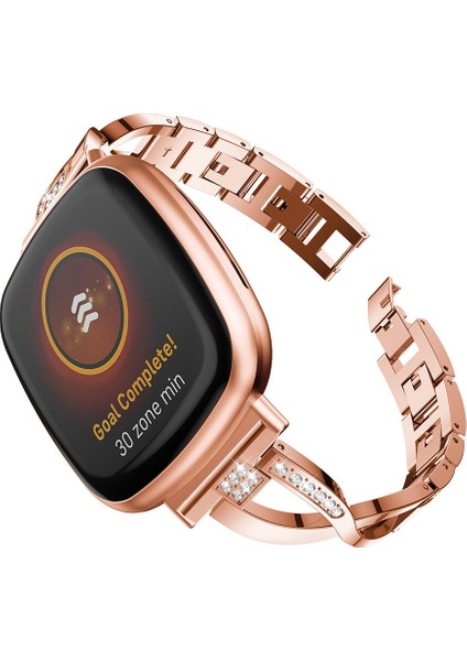 Fit Versa 3 / Sense Rose Gold Için Metal Saat Kordonu (Yurt Dışından)