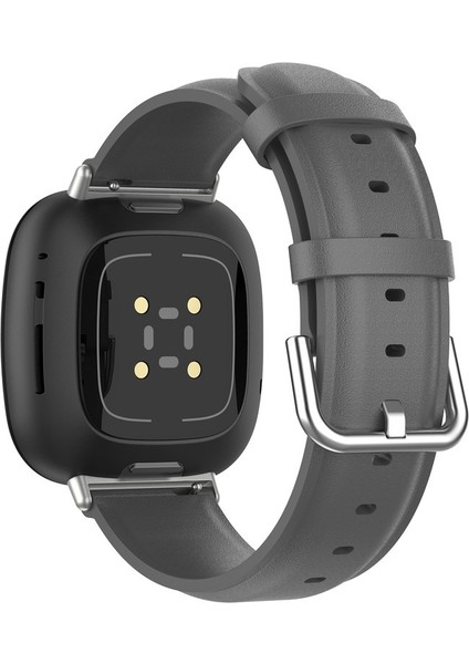 Fit Versa 4 / Sense 2 Için Fitbit Versa 4 / Sense 2 Gri Için Hakiki Deri Saat Bandı (Yurt Dışından)