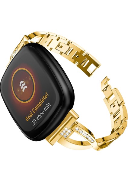 Fit Versa 3 / Sense Gold Için Metal Saat Kordonu (Yurt Dışından)
