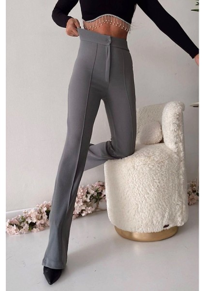 Kadın Krep Kumaş Likralı Ön Çimalı Ispanyol Paça Palazzo Pantolon fırsatları