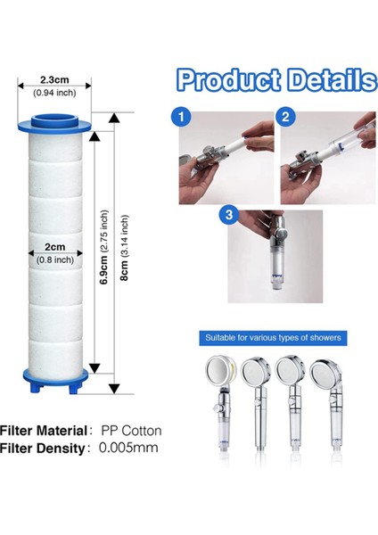 Sert Su Için 20PCS Yedek Duş Filtresi - Klor ve Florürü Gidermek Için Yüksek Çıkışlı Duş Suyu Filtresi (Yurt Dışından) modelleri