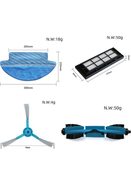 3090 Robot Süpürge Aksesuar Seti Için Yedek Parçalar Hepa Filtre Ana Yan Fırça Paspas Bezi (Yurt Dışından)