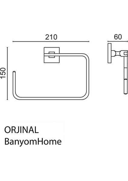 KU10-008.4 Mat Siyah Paslanmaz Pirinç Kumru Kare Havluluk fiyatları