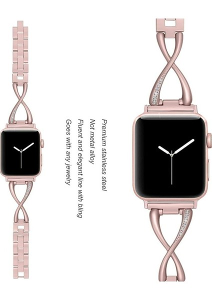 Apple Watch Band 38MM 40MM Iwatch Se Serisi 9/8/7/6/5/4/3/2/1 Kadın Şık Takı Paslanmaz Çelik Aksesuarlar Bileklik Kayışı ile Uyumlu (Yurt Dışından) modelleri