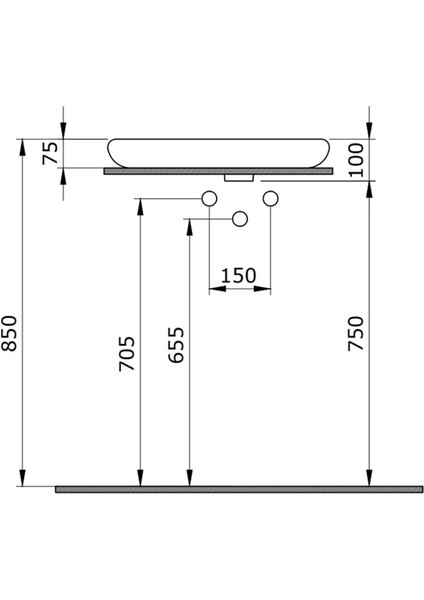 Bocchi Fenice Çanak Lavabo 54 Cm- Batarya Deliksiz Parlak Beyaz fiyatları