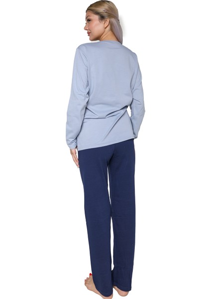 Kadın Uzun Kol Penye Pijama Takımı Lila 41110