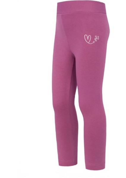 Kalp Işleme Detaylı Kız Çocuk tayt - Gül Kurusu