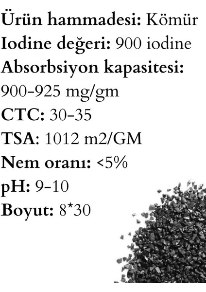 Kömür Bazlı Aktif Karbon 500 gr fiyatları