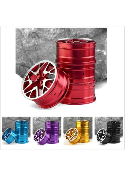 Adet 1/10 On-Road Drift Araba 52MM Metal Tekerlek Hub Rc Araba Jant Sakura Redcat, Kırmızı (Yurt Dışından)