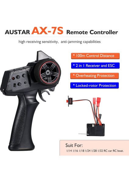 Ax-7s AX7S 2.4g 3ch Verici Uzaktan Kumanda Ile 2 In 1 Alıcı Esc Için D12 Mn D90 MN99S MN86 Rc Araba Rc Tekne (Yurt Dışından)