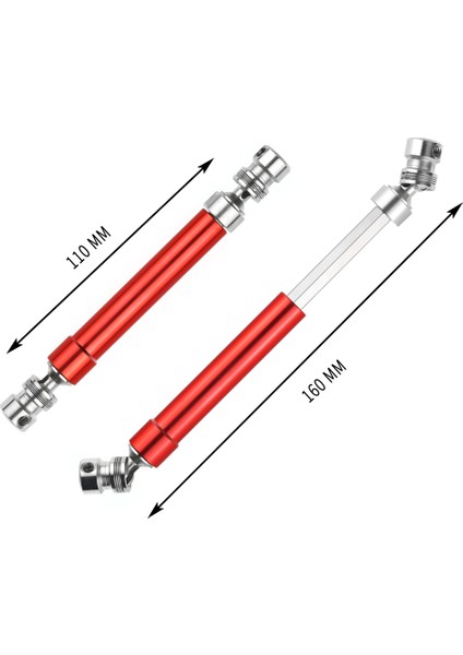 2 Adet Metal Cvd Tahrik Mili 110-160MM 1/10 Rc Kaya Paletli Eksenel SCX10 90046 Trx4, Kırmızı (Yurt Dışından)