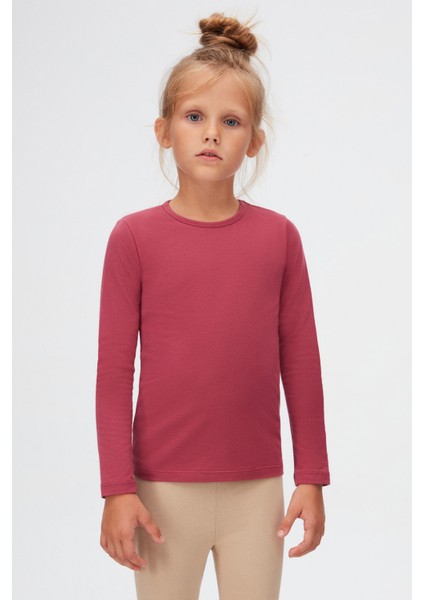 Açık Mürdüm Basic Mevsimlik Likralı Uzun Kollu Kız Çocuk Tişört fiyatları