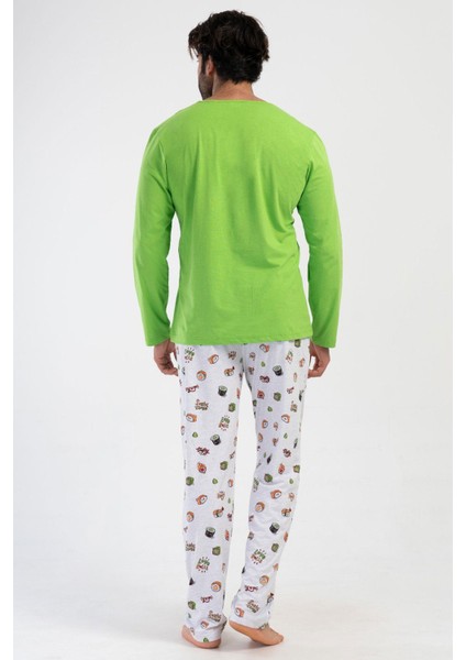 Erkek Uzun Kol Fıstık Yeşili Pijama Takım C6T9N1O504 fırsatları
