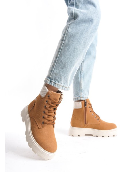 Kadın Kısa Postal Bot Tırtık Kalın Taban Günlük Yuvarlak Burun Bot fiyatları