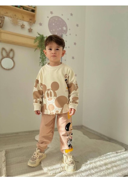 Mickey Detaylı 2 Iplik Erkek Çocuk Tarz Eşofman Takımı