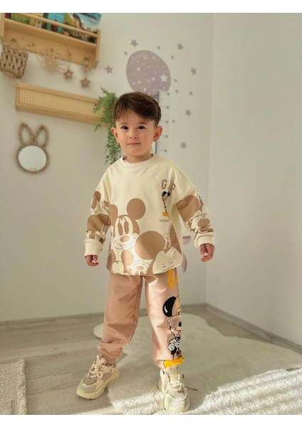 Mickey Detaylı 2 Iplik Erkek Çocuk Tarz Eşofman Takımı