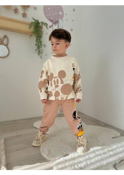 Mickey Detaylı 2 Iplik Erkek Çocuk Tarz Eşofman Takımı