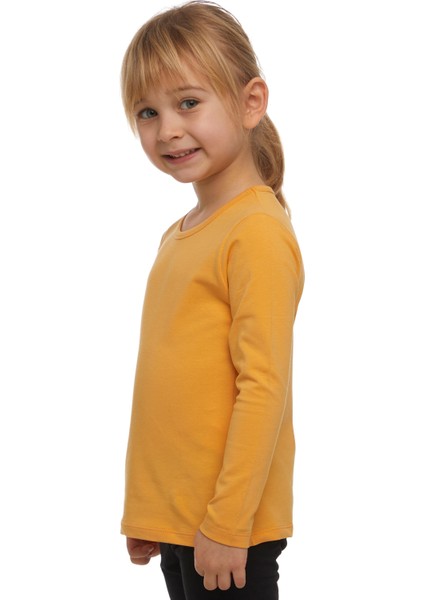 Kavun Sarı Basic Mevsimlik Likralı Uzun Kollu Kız Çocuk Tişört fiyatları