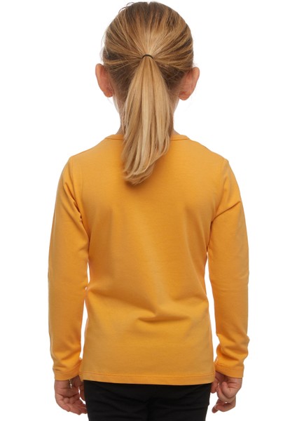 Kavun Sarı Basic Mevsimlik Likralı Uzun Kollu Kız Çocuk Tişört modelleri