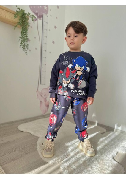 Sonic Detaylı 2 Iplik Erkek Çocuk Tarz Eşofman Takımı
