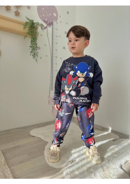 Sonic Detaylı 2 Iplik Erkek Çocuk Tarz Eşofman Takımı modelleri