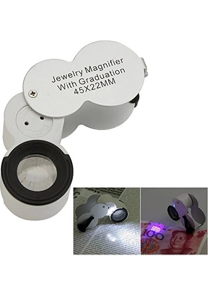 45X22 Ledli Para Algılama ve Mezuniyet Takı Değerleme Büyüteç