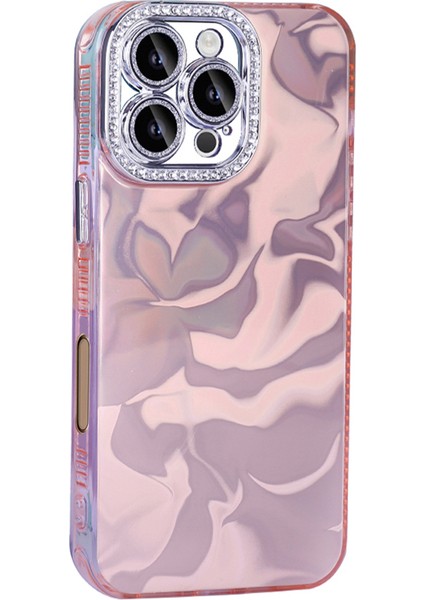 iPhone 16 Pro Max Kılıf Parlak Taş Detaylı Airbagli Esila Kapak Pembe
