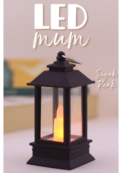 LED Mum Mini Dörtgen Tip Pil Dahil Dumansız Alev Ledli Yapay Dekoratif Mum Dekor Işığı Siyah PT434