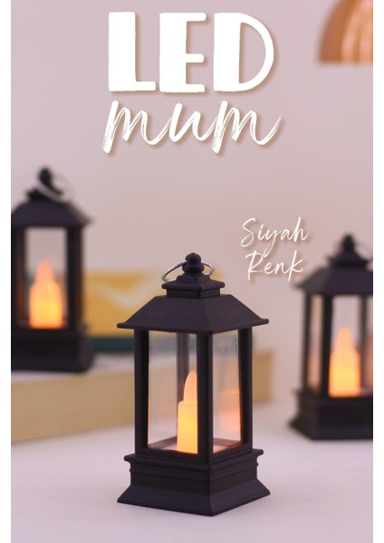 3 Adet LED Mum Mini Dörtgen Tip Pil Dahil Dumansız Alev Ledli Yapay Dekoratif Mum Işığı Siyah PT434