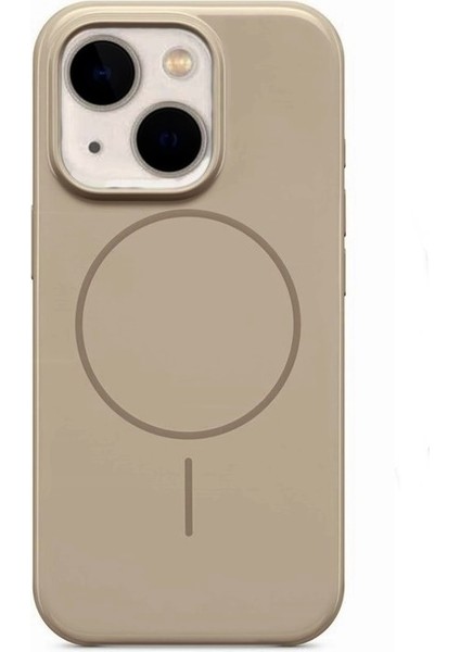 Apple iPhone 15 Kılıf Magsafeli Sert Mika Baets Kapak Bej