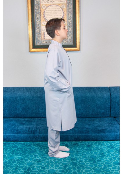 Erkek Çocuk Hac Umre Hakim Yaka Afgan Takım - Gri fiyatları