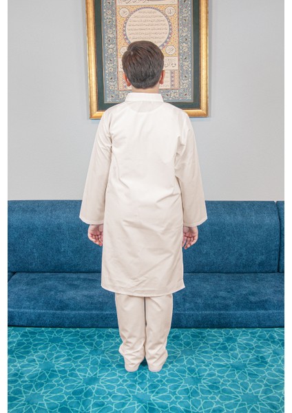Erkek Çocuk Hac Umre Hakim Yaka Afgan Takım - Bej fiyatları