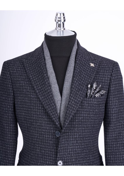 Italyan Stil Slim Fit Sivri Yaka Yün Karışımlı Kaşe Erkek Kaban Antrasit T13457 fiyatları