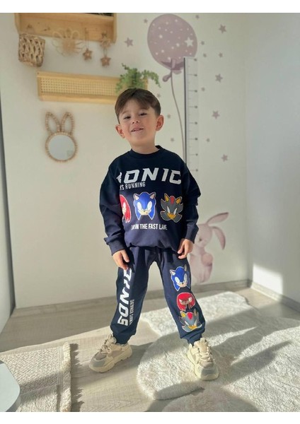 Sonic Detaylı Erkek Çocuk Tarz Eşofman Takımı 2