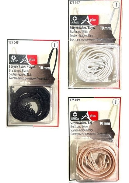 3 Adet Sütyen Askısı, Ten Rengi, Siyah, Beyaz Sütyen Askısı