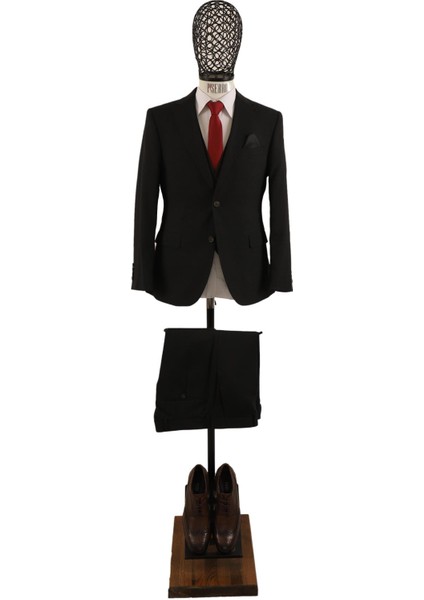 Yelekli Takım Elbise Slim Fit