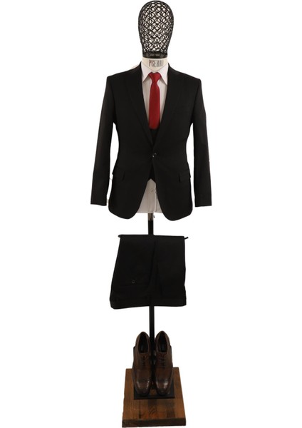 Yelekli Takım Elbise Slim Fit