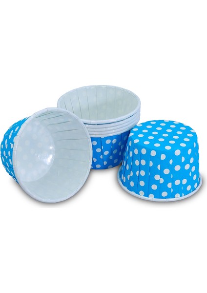 Açık Mavi Puantiyeli Muffin Kek Kapsülü 50'li x 5 Paket