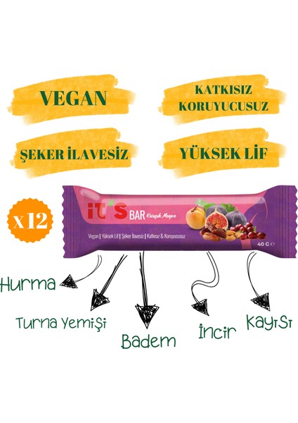 Meyve Bar - Karışık Meyveli - 40G x 12 Adet