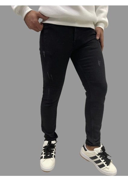 Erkek Dar Paça Tırnaklı Newone Koyu Siyah Kot Pantolon fiyatları