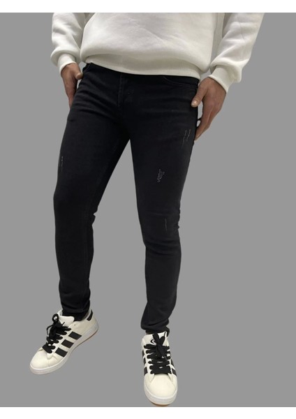 Erkek Dar Paça Tırnaklı Newone Koyu Siyah Kot Pantolon fırsatları