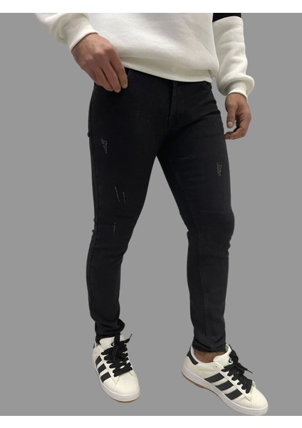 Erkek Dar Paça Tırnaklı Newone Koyu Siyah Kot Pantolon indirimleri