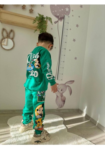 Mickey Detaylı 2 Ip Yeşil Erkek Çocuk Tarz Eşofman Takımı fiyatları