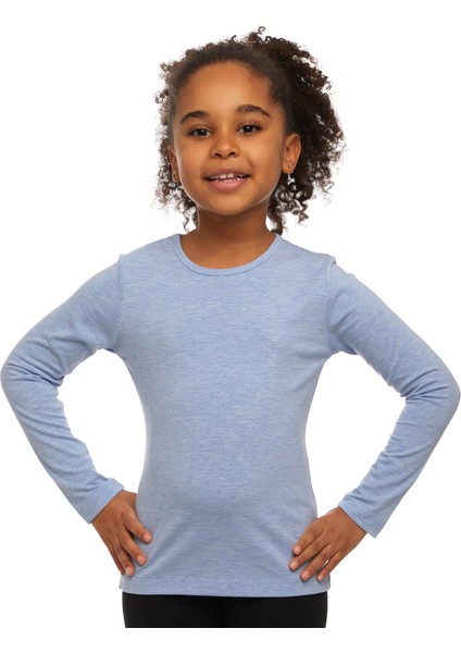Mavi Melanj Basic Mevsimlik Likralı Uzun Kollu Kız Çocuk Tişört