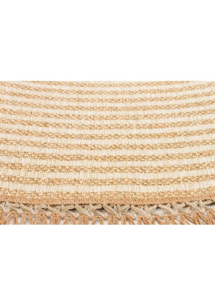 Eko Brooklyn Hasır Görünümlü Kaymaz Dokuma Modern Yuvarlak Kilim BRK07