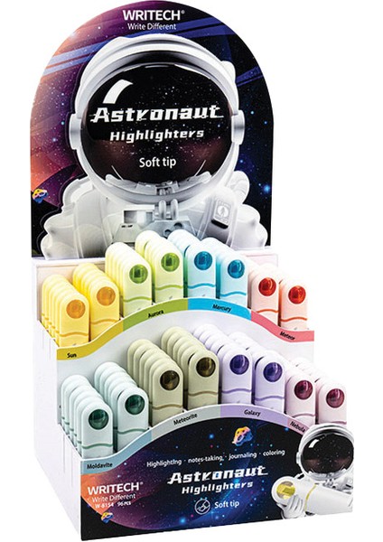 Wrıtech W-8154 Astronot Fosforlu Kalem Neon+Pastel 8 Renk - 96'lı Stand