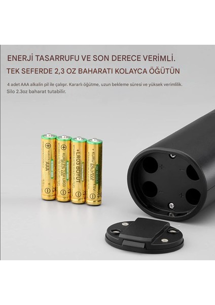 Kaba Baharat Öğütücü LED Işık Tasarımı Siyah Pille Çalışan Tuz Öğütücü Tek Elle Çalıştırma fırsatları